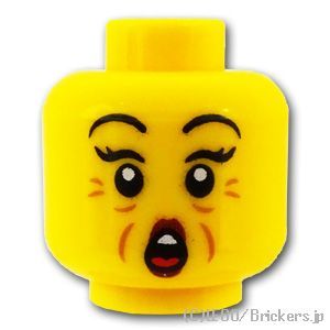 LEGO® パーツ 6419093 ミニフィグ デュアルヘッド - 上品なおば様 / 驚いた表情：[Yellow / イエロー] 3626pb3229-024 