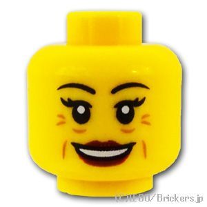 LEGO® パーツ 6419093 ミニフィグ デュアルヘッド - 上品なおば様 / 驚いた表情：[Yellow / イエロー] 3626pb3229-024 