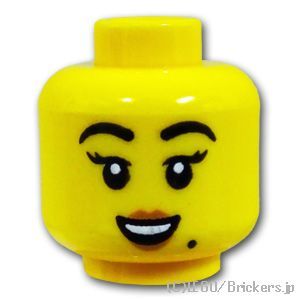 LEGO® パーツ 6419091 ミニフィグ デュアルヘッド - 笑顔の女性 / マスク姿：[Yellow / イエロー] 3626pb3230-024 