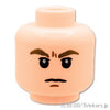 ミニフィグ デュアルヘッド - 眉間にしわのしかめっ面／ビビり顔：[Light Nougat / ライトヌガー]