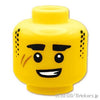 ミニフィグ デュアルヘッド - 頬の傷に無精ひげのサイドパターン：[Yellow / イエロー]