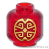 ミニフィグ ヘッド - 両面にゴールドのオリエンタル模様：[Tr,Red / トランスレッド]
