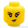 ミニフィグ デュアルヘッド - ピンクのアイシャドウ 口を開けた笑顔 / ニヤリスマイル：[Yellow / イエロー]