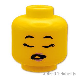 LEGO® パーツ 6434234 ミニフィグ デュアルヘッド - ピンクリップの笑顔/眠り顔：[Yellow / イエロー] 3626pb3439-024 