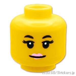 LEGO® パーツ 6434234 ミニフィグ デュアルヘッド - ピンクリップの笑顔/眠り顔：[Yellow / イエロー] 3626pb3439-024 
