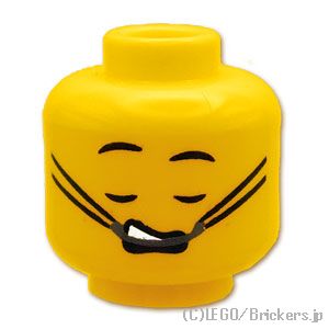 LEGO® パーツ 6434205 ミニフィグ デュアルヘッド - 銀色のブレースを付けたジェイデン/口を開けて眠るジェイデン：[Yellow / イエロー] 3626pb3448-024 