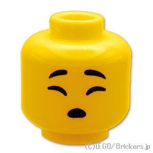 LEGO® パーツ 6434220 ミニフィグ デュアルヘッド - 気張った顔 / 口を開けた寝顔：[Yellow / イエロー] 3626pb3450-024 