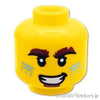 ミニフィグ ヘッド - ふさふさ眉とフェイスペイント：[Yellow / イエロー]