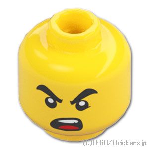 LEGO® パーツ 6464498 ミニフィグ デュアルヘッド - 太眉のウィンクスマイル / 怒った勇ましい顔：[Yellow / イエロー] 3626pb3496-024 