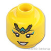 ミニフィグ デュアルヘッド - ピンクアイシャドーのすまし顔 / ティアラと笑顔：[Yellow / イエロー]