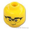 ミニフィグ デュアルヘッド - ハーフリムメガネの笑顔 / ウィンクスマイル：[Yellow / イエロー]