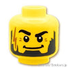 ミニフィグ ヘッド - 太い黒い眉毛に稲妻の傷跡：[Yellow / イエロー]