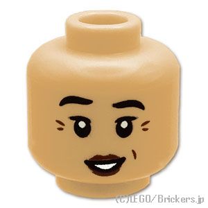 LEGO® パーツ 6485999 ミニフィグ デュアルヘッド - 目じりのしわと決意の女性 / 穏やかな笑顔：[Md,Tan / ミディアムタン ] 3626pb3598-371 