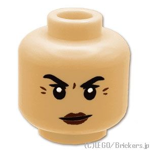 LEGO® パーツ 6485999 ミニフィグ デュアルヘッド - 目じりのしわと決意の女性 / 穏やかな笑顔：[Md,Tan / ミディアムタン ] 3626pb3598-371 
