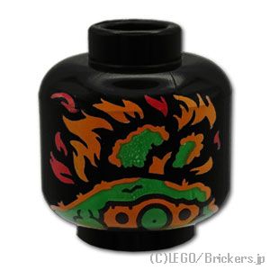 LEGO® パーツ 6484325 ミニフィグ ヘッド - 白い木に炎/ホビットの丘が映ったパランティール（パランティア）：[Black / ブラック] 3626pb3607-026 