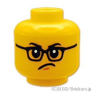 LEGO® パーツ 6480727 ミニフィグ デュアルヘッド - メガネとスキッパの笑顔 / 町一番のしかめっ面：[Yellow / イエロー] 3626pb3660-024 