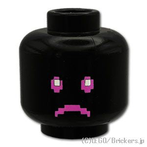LEGO® パーツ 6480724 ミニフィグ デュアルヘッド - デジタルのピンクドットスマイル / 悲しい顔：[Black / ブラック] 3626pb3676-026 