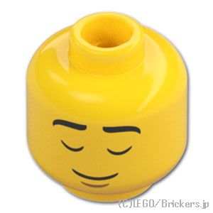LEGO® パーツ 6517838 ミニフィグ デュアルヘッド - 細い眼の笑顔 / すやすや顔：[Yellow / イエロー] 3626pb3751-024 