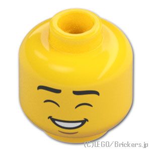 LEGO® パーツ 6517838 ミニフィグ デュアルヘッド - 細い眼の笑顔 / すやすや顔：[Yellow / イエロー] 3626pb3751-024 