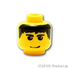 ミニフィグ ヘッド - 黒い前髪と作り笑い：[Yellow / イエロー]