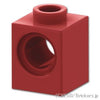 テクニック ブロック 1 x 1 - ピン穴：[Dark Red / ダークレッド]