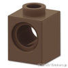 テクニック ブロック 1 x 1 - ピン穴：[Dark Brown / ダークブラウン]