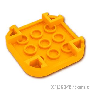 タイル 角丸 4 x 4 - 4本足：[Bt,Lt Orange / ブライトライトオレンジ]