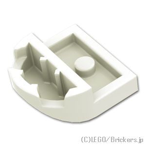 ラウンド ブロック 2 x 2 x 2/3 - 半円2スタッド：[White / ホワイト]