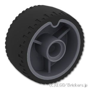 LEGO® パーツ 6496807 ホイール 24 x 12 ピン穴 - タイヤ一体成型：[Dark Bluish Gray / ダークグレー] 72206pb01-199 