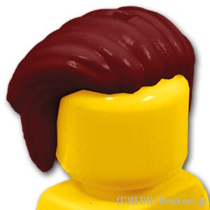 LEGO® パーツ 6446762 ミニフィグ ヘア - 片方に流したオールバック：[Dark Red / ダークレッド] 76772-154 