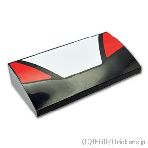 LEGO® レゴ パーツ 6538785 カーブ スロープ 2 x 4 x 2/3 - ホッワイト台形にレッド三角形：[Black / ブラック] 88930pb194-026 