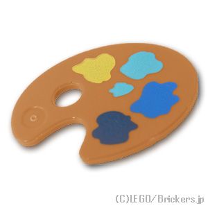 LEGO® パーツ 6384433 パレット 絵具 - イエロー&ミディアムアズール&ブルー&ダークブルーパターン：[Md,Nougat / ミディアムヌガー] 93551pb02-137