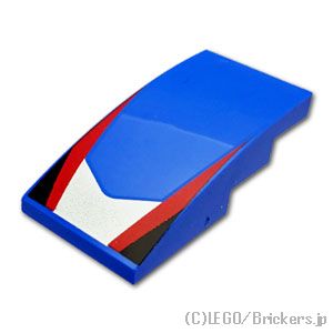 LEGO® レゴ パーツ 6538791 カーブ スロープ 4 x 2 - シルバーV型センターパネルとレッドストライプ：[Blue / ブルー] 93606pb210-023 