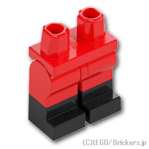 ミニフィグ レッグ - ブラックブーツ：[Red / レッド]