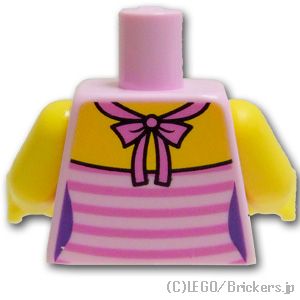 LEGO® パーツ 6107399 トルソー - ダークピンクのストライプトップスと花のネックレス：[Bright Pink / ブライトピンク] 973pb1978c01-222 