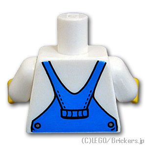 LEGO® パーツ 6219621 トルソー - V ネック シャツとオーバーオール：[White / ホワイト] 973pb3472c01-001 