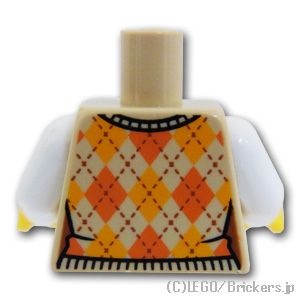 LEGO® パーツ 6400766 トルソー - チェック柄のベスト：[Tan / タン] 973pb4858c01-005 