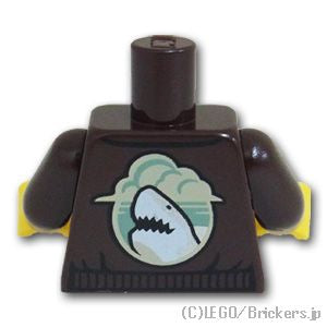 LEGO® パーツ 6392238 トルソー - ボーダーシャツとサメプリントのジャケット：[Dark Brown / ダークブラウン] 973pb4862c01-308 
