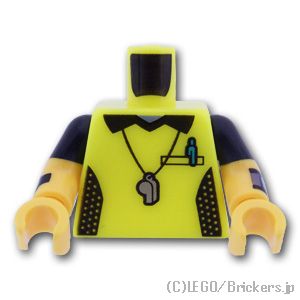 LEGO® パーツ 6420608 トルソー - 審判員ホイッスルと半袖腕時計：[Neon Yellow / ネオンイエロー] 973pb4968c01-236