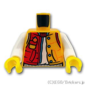 LEGO® パーツ 6430053 トルソー - 右側は赤色のブライトライトオレンジのジャケット：[Bt,Lt Orange / ブライトライトオレンジ] 973pb5019c01-191