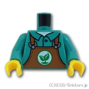 LEGO® パーツ 6422682 トルソー - ブラウンのつなぎに緑の葉プリント付き：[Dark Turquoise / ダークターコイズ] 973pb5038c01-107