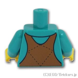 LEGO® パーツ 6422682 トルソー - ブラウンのつなぎに緑の葉プリント付き：[Dark Turquoise / ダークターコイズ] 973pb5038c01-107 