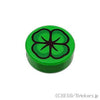 ラウンド タイル 1 x 1 - 四葉のクローバー：[Bt,Green / ブライトグリーン]