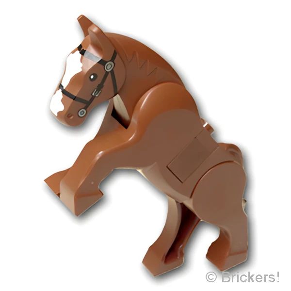 LEGO® パーツ 6005402/6022359 馬 - 可動脚 ブラックブライドル：[Reddish Brown / ブラウン] 10352c01pb01-192 