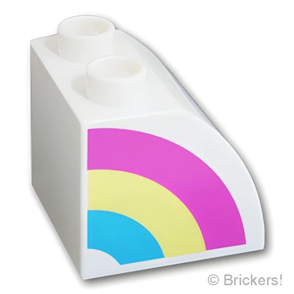 LEGO® パーツ - デュプロ スロープカーブ 2 x 2 x 1 1/2 - ハーフレインボー 右：[White / ホワイト] 11170pb10-001 の商品ページ｜レゴ®パーツ バラ売りのブリッカーズ