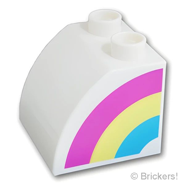 LEGO® パーツ - デュプロ スロープカーブ 2 x 2 x 1 1/2 - ハーフレインボー 左：[White / ホワイト] 11170pb11-001 の商品ページ｜レゴ®パーツ バラ売りのブリッカーズ