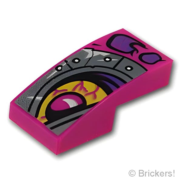 LEGO® パーツ 6296309 カーブスロープ 2 x 1- ドラゴンの右目：[Magenta / マゼンタ] 11477pb091r-124 の商品ページ｜レゴ®パーツ バラ売りのブリッカーズ