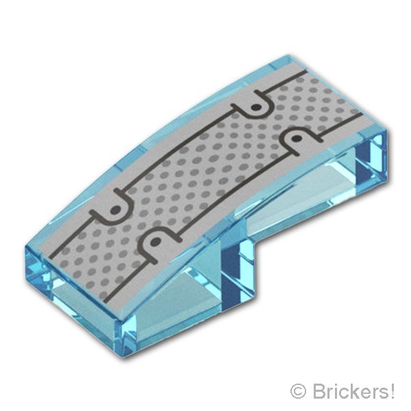 LEGO® パーツ 6585390 スロープ カーブ 2 x 1 x 2/3- デロリアンドットライン：[Tr,Lt Blue / トランスライトブルー] 11477pb252-042 