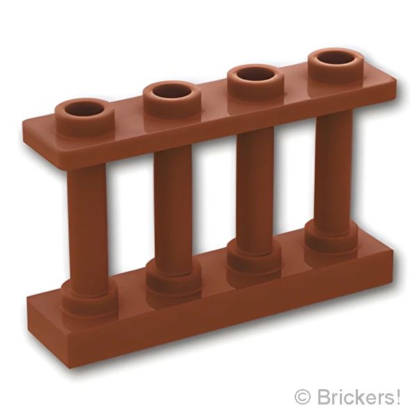 LEGO® パーツ 6066114 フェンス 1 x 4 x 2 - 4スタッド：[Reddish Brown / ブラウン] 15332-192 の商品ページ｜レゴ®パーツ バラ売りのブリッカーズ