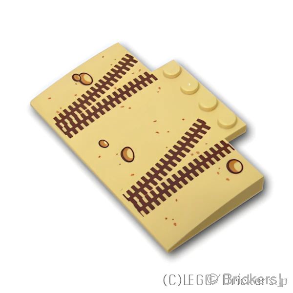 LEGO® パーツ 6188890 カーブスロープ 5 x 8 x 2/3 - スキッドマークと石パターン：[Tan / タン] 15625pb019-005 の商品ページ｜レゴ®パーツ バラ売りのブリッカーズ